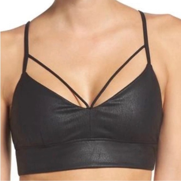 ALO Yoga Other - ALO Yoga Black Shine Strappy Sports Yoga Workout Bra Bralette size Medium